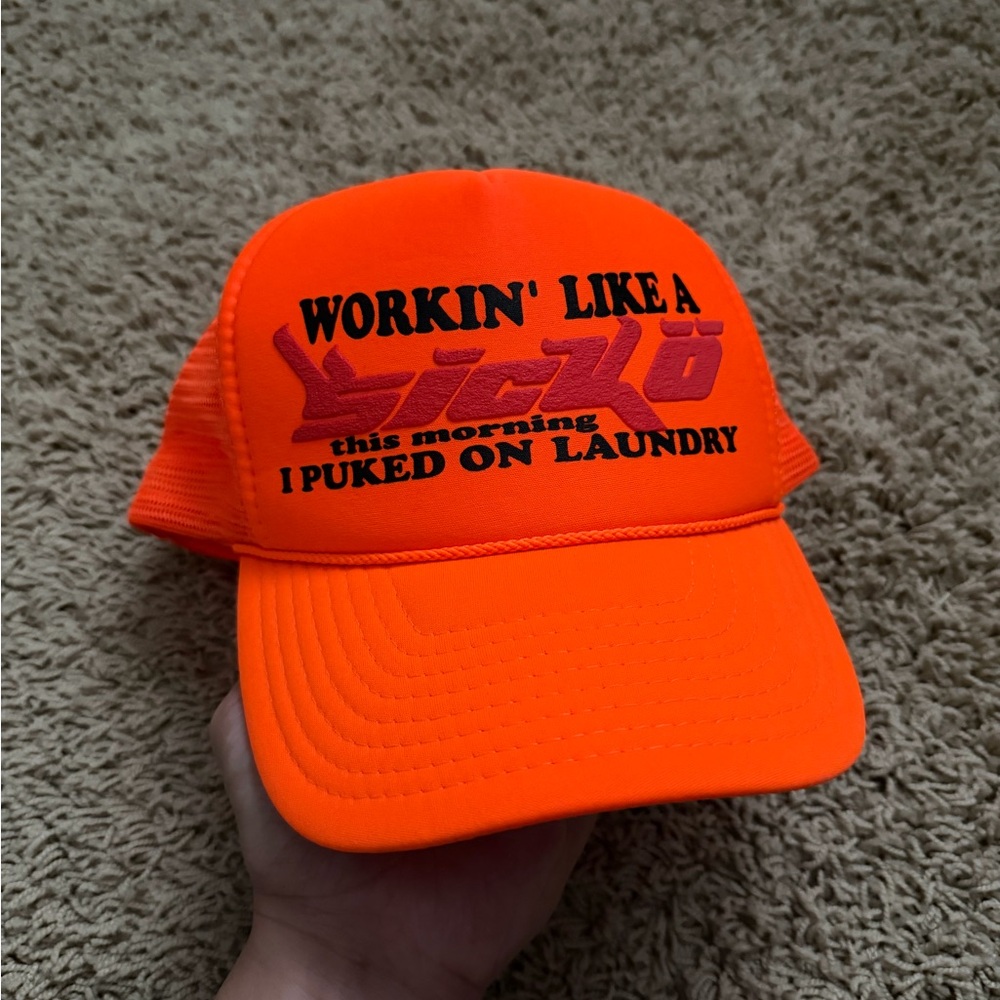 Ian Connors Workin Like A Sicko Trucker Hat Orange Black NEW